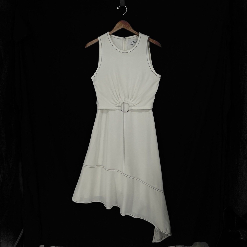 Derek Lam 10 Crosby White Sleeveless Dress Ring Detail Women's Size 4 Asymmetric